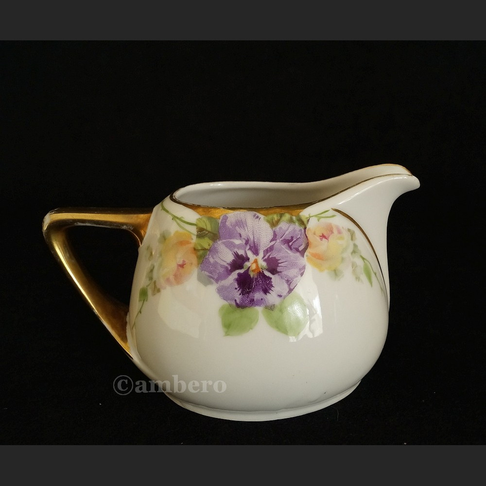 Śliczny garnitur do herbaty Beyer and Bock stara ręcznie malowana porcelana