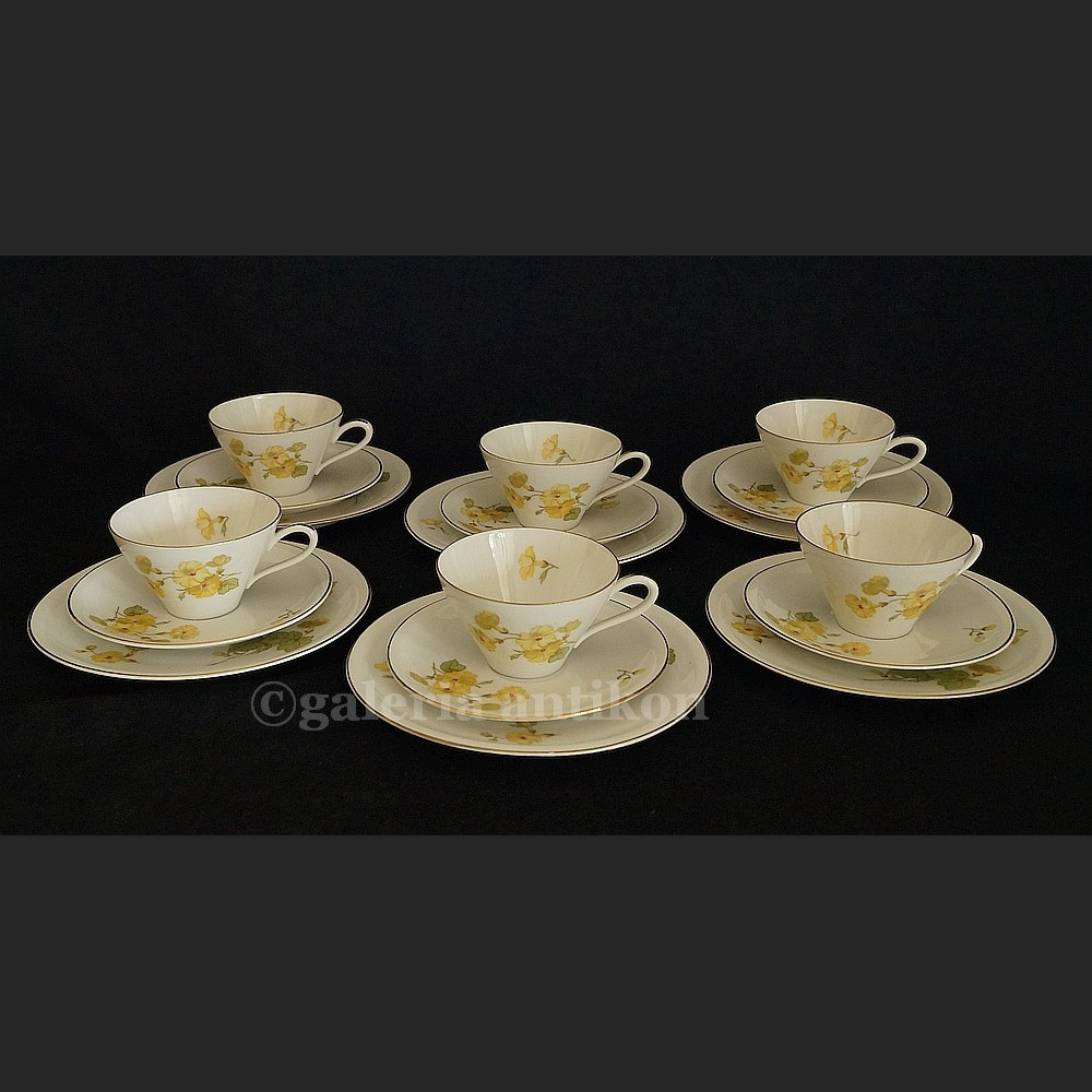 Fantastyczny stary komplet do herbaty na 6 osób Schirnding kwiatowe trio Fantastyczny stary komplet do herbaty na 6 osób Schirnding kwiatowe trio