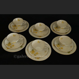 Fantastyczny stary komplet do herbaty na 6 osób Schirnding kwiatowe trio Fantastyczny stary komplet do herbaty na 6 osób Schirnding kwiatowe trio