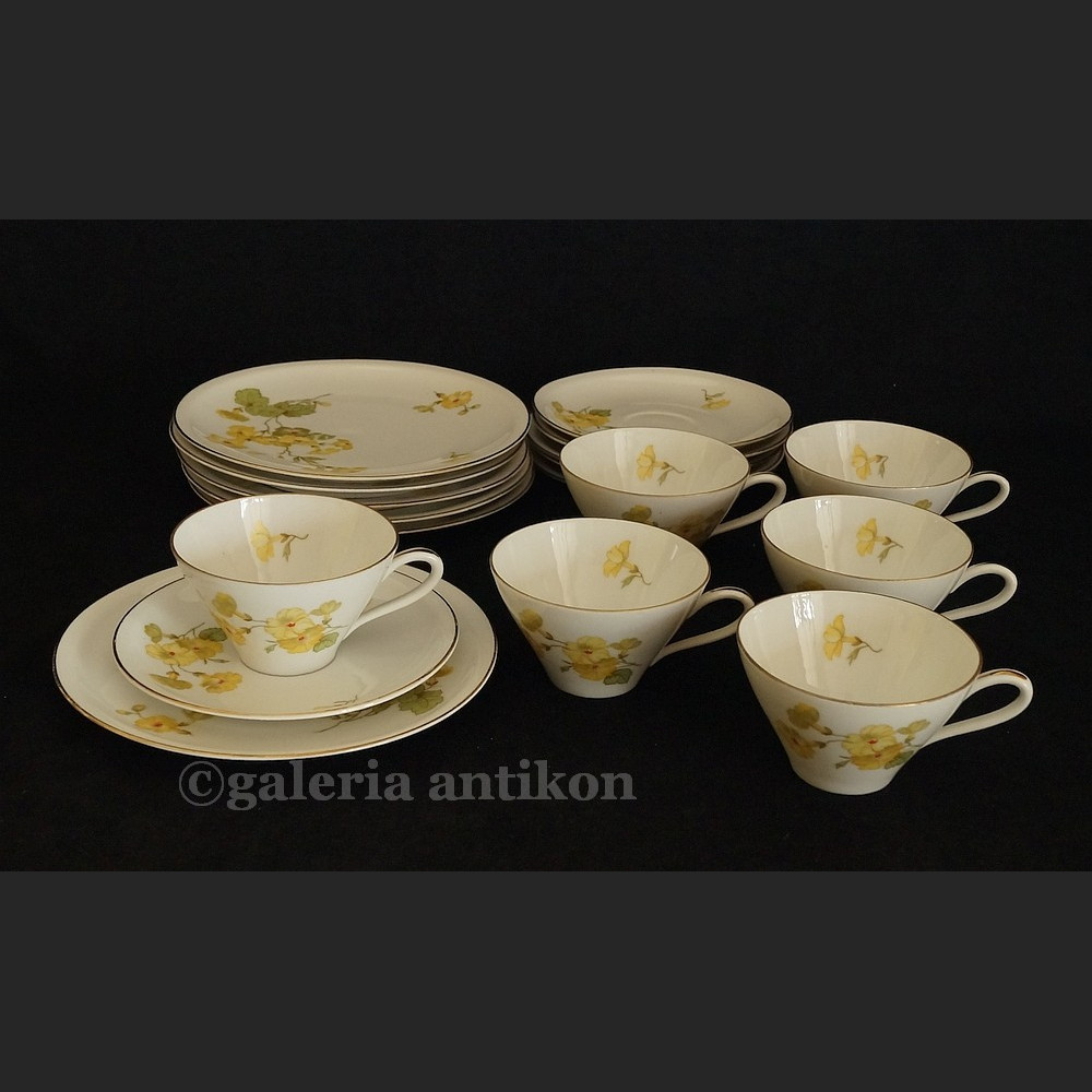 Fantastyczny stary komplet do herbaty na 6 osób Schirnding kwiatowe trio Fantastyczny stary komplet do herbaty na 6 osób Schirnding kwiatowe trio