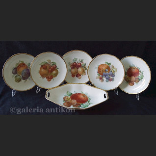 Serwis deserowy stary talerze z owocami Beyer & Bock Turyngia Serwis deserowy stary talerze z owocami Beyer & Bock Turyngia