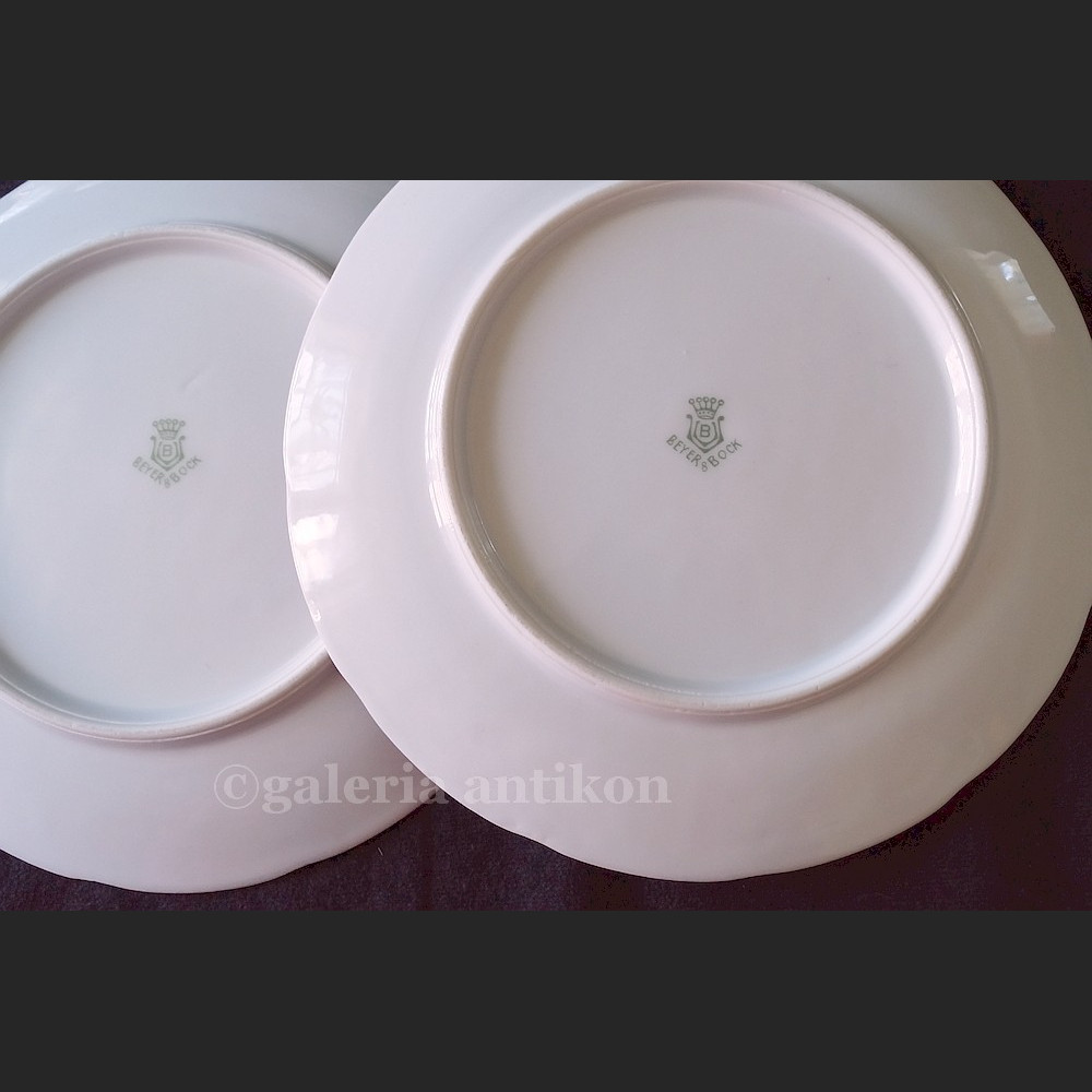 Serwis deserowy stary talerze z owocami Beyer & Bock Turyngia Serwis deserowy stary talerze z owocami Beyer & Bock Turyngia