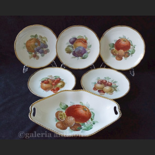 Serwis deserowy stary talerze z owocami Beyer & Bock Turyngia Serwis deserowy stary talerze z owocami Beyer & Bock Turyngia
