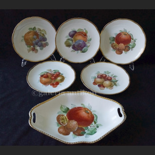 Serwis deserowy stary talerze z owocami Beyer & Bock Turyngia Serwis deserowy stary talerze z owocami Beyer & Bock Turyngia