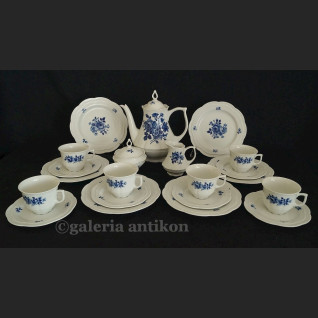 Prześliczny bawarski serwis do herbaty na 6 osób Zeh Scherzer biel i kobalt klasyk 