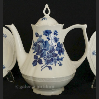 Prześliczny bawarski serwis do herbaty na 6 osób Zeh Scherzer biel i kobalt klasyk 