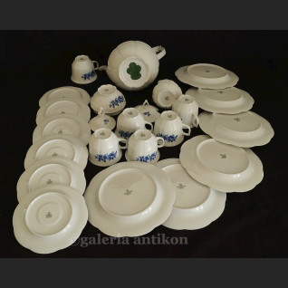 Prześliczny bawarski serwis do herbaty na 6 osób Zeh Scherzer biel i kobalt klasyk 