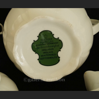 Prześliczny bawarski serwis do herbaty na 6 osób Zeh Scherzer biel i kobalt klasyk 