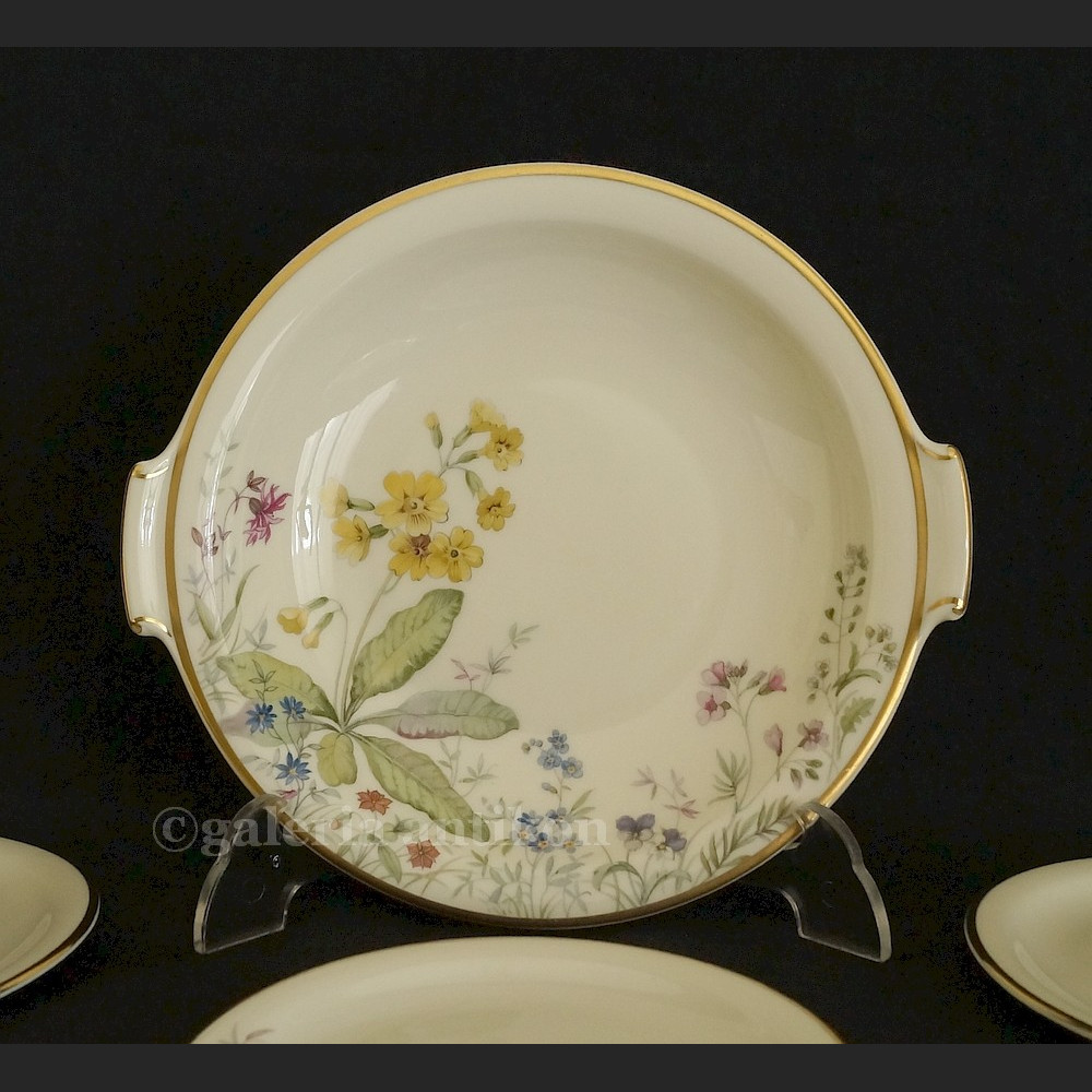 Przeuroczy komplet do deserów wzór łąka na 6 osób K & A Krautheim Selb Bavaria Germany