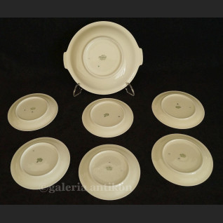 Przeuroczy komplet do deserów wzór łąka na 6 osób K & A Krautheim Selb Bavaria Germany