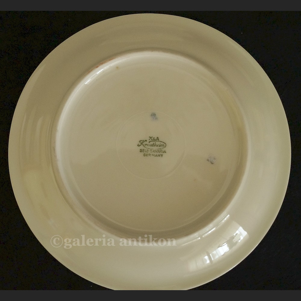 Przeuroczy komplet do deserów wzór łąka na 6 osób K & A Krautheim Selb Bavaria Germany