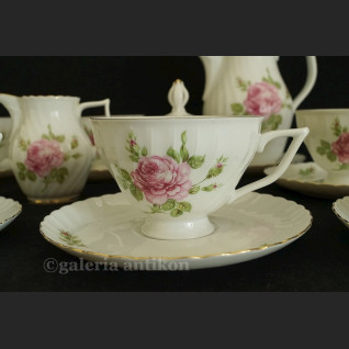 Uroczy komplet do kawy/ herbaty na 7 osób serwis w róże Royal Tettau