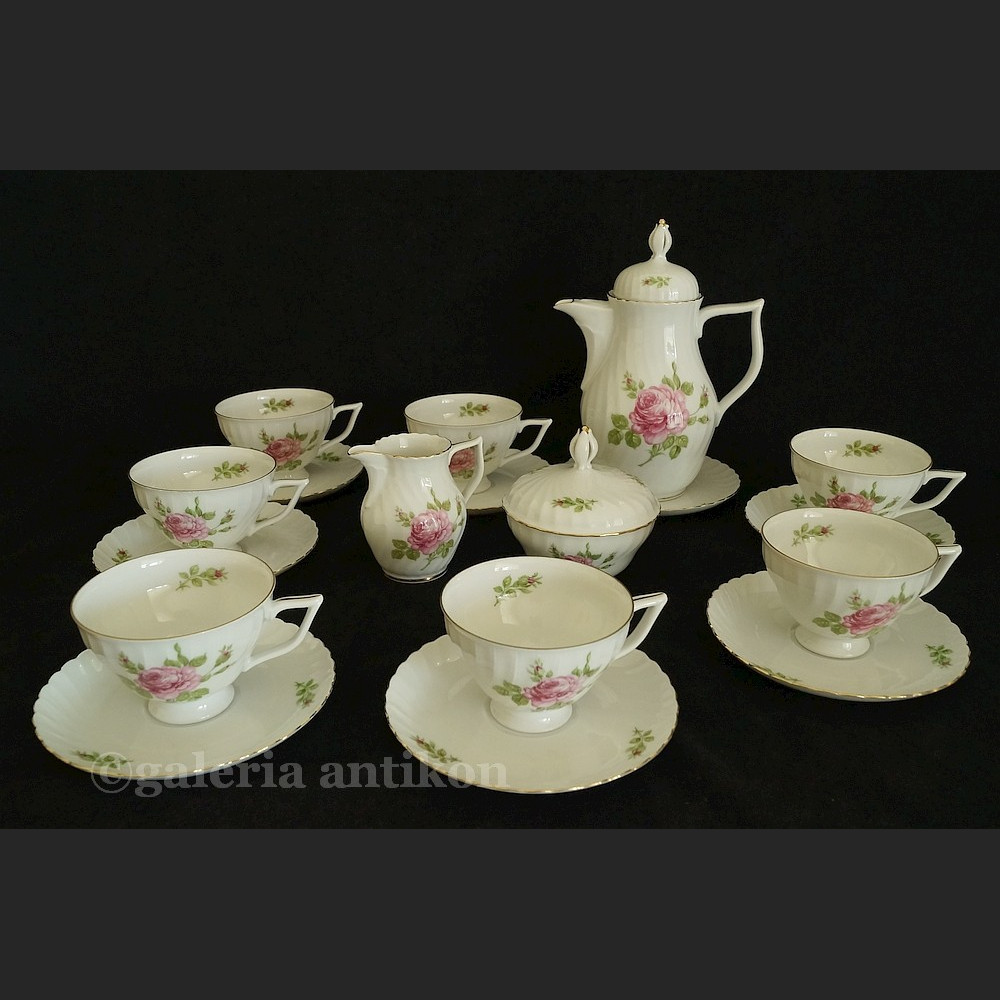 Uroczy komplet do kawy/ herbaty na 7 osób serwis w róże Royal Tettau