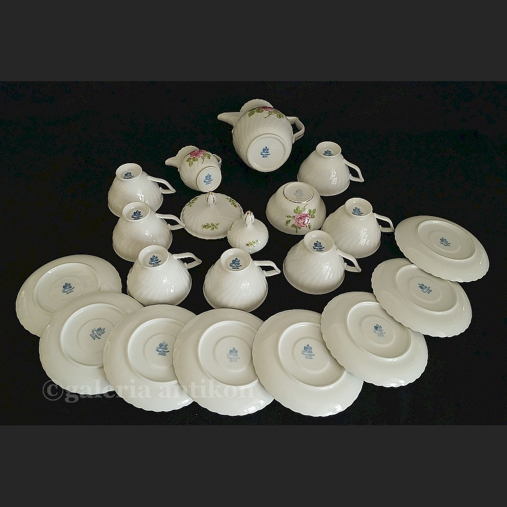 Uroczy komplet do kawy/ herbaty na 7 osób serwis w róże Royal Tettau