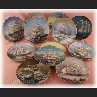 Żaglowce Franklin Mint talerze kolekcjonerskie 12 sztuk