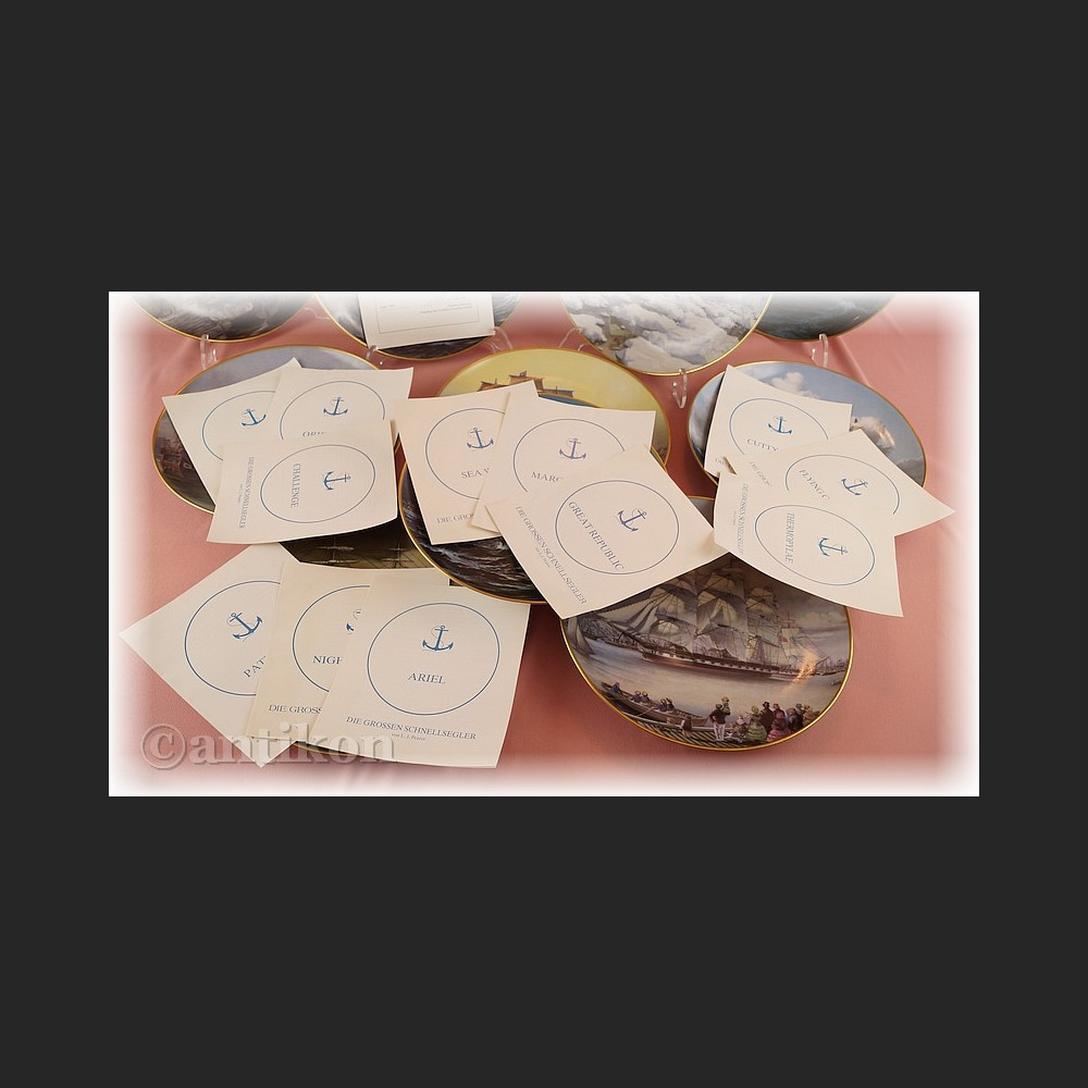 Żaglowce Franklin Mint talerze kolekcjonerskie 12 sztuk