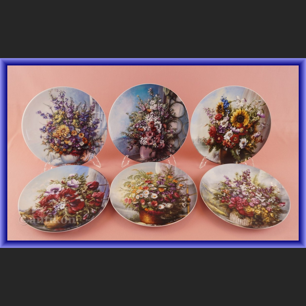 Ekskluzywna porcelana Rosenthal Kwiaty w oknie talerze kolekcjonerskie
