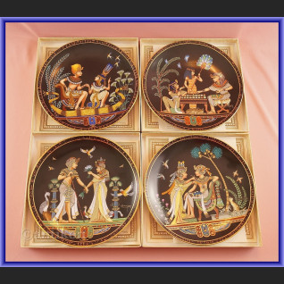 Talerz kolekcjonerski Egipska porcelana 4 sztuki z certyfikatem