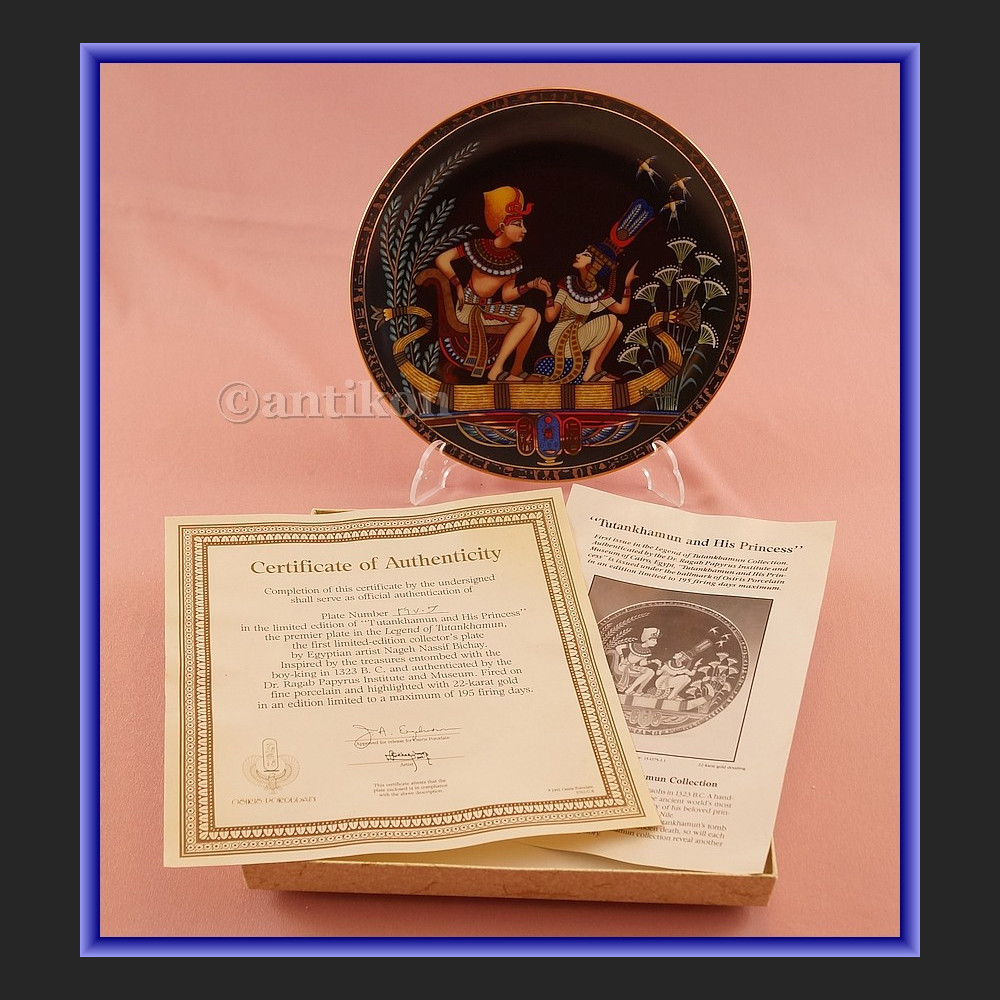 Talerz kolekcjonerski Egipska porcelana 4 sztuki z certyfikatem
