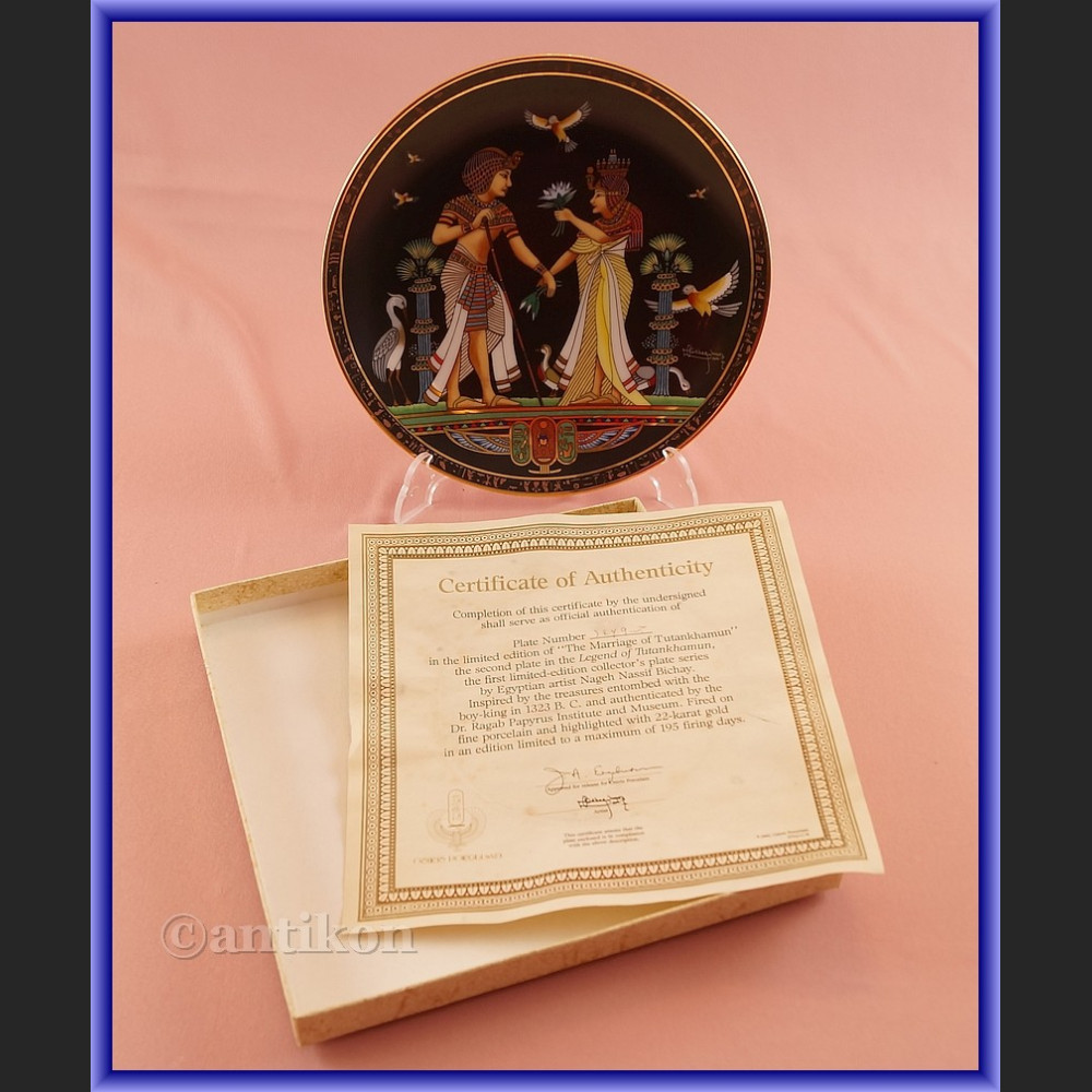 Talerz kolekcjonerski Egipska porcelana 4 sztuki z certyfikatem