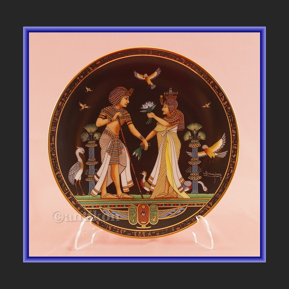 Talerz kolekcjonerski Egipska porcelana 4 sztuki z certyfikatem