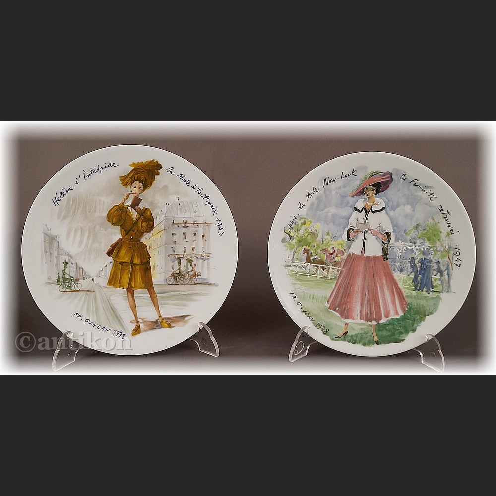 Paryska moda Limoges talerze kolekcjonerskie 12 sztuk 