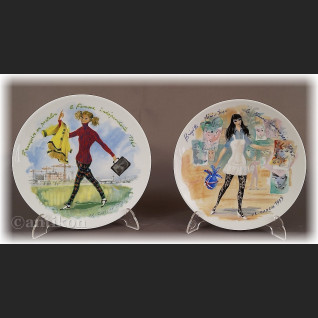 Paryska moda Limoges talerze kolekcjonerskie 12 sztuk 