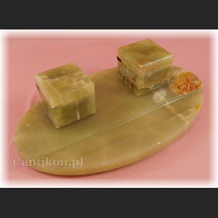 Duży kałamarz z zielonego onyksu Art deco 