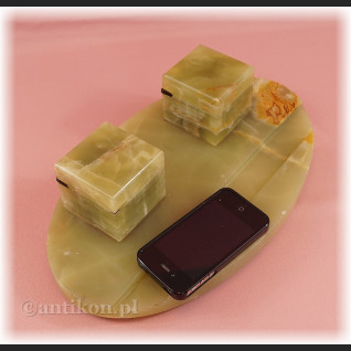 Duży kałamarz z zielonego onyksu Art deco 