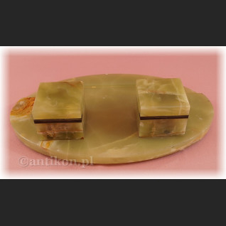 Duży kałamarz z zielonego onyksu Art deco 