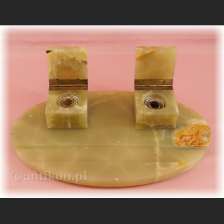 Duży kałamarz z zielonego onyksu Art deco 