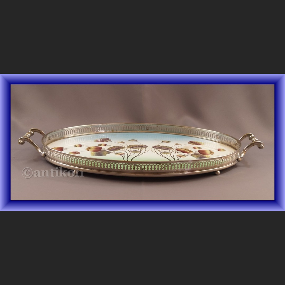 Wmf secesyjna duża taca z kwiatami Wmf secesyjna duża taca z kwiatami