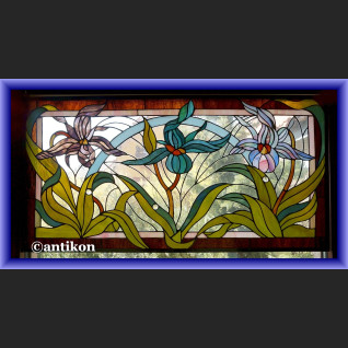 Witraż okienny secesyjny wykwintny szkalny