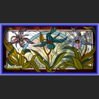 Witraż okienny secesyjny wykwintny szkalny