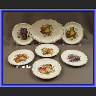 Porcelana Rosenthal serwis komplet deserowy  z paterą wzór z owocami Porcelana Rosenthal serwis komplet deserowy  z paterą wzór z owocami