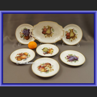 Porcelana Rosenthal serwis komplet deserowy  z paterą wzór z owocami Porcelana Rosenthal serwis komplet deserowy  z paterą wzór z owocami