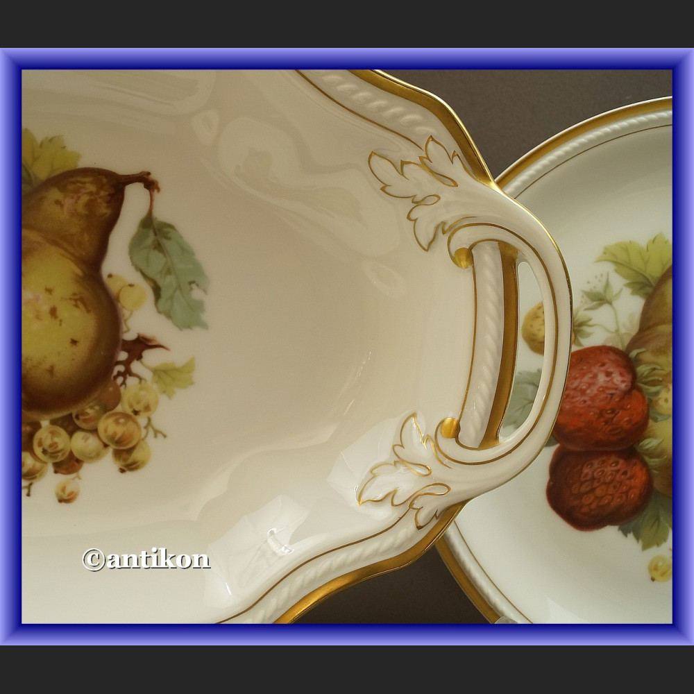 Porcelana Rosenthal serwis komplet deserowy  z paterą wzór z owocami Porcelana Rosenthal serwis komplet deserowy  z paterą wzór z owocami