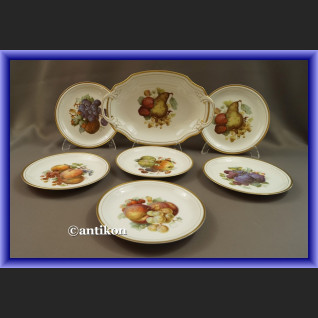 Porcelana Rosenthal serwis komplet deserowy  z paterą wzór z owocami Porcelana Rosenthal serwis komplet deserowy  z paterą wzór z owocami