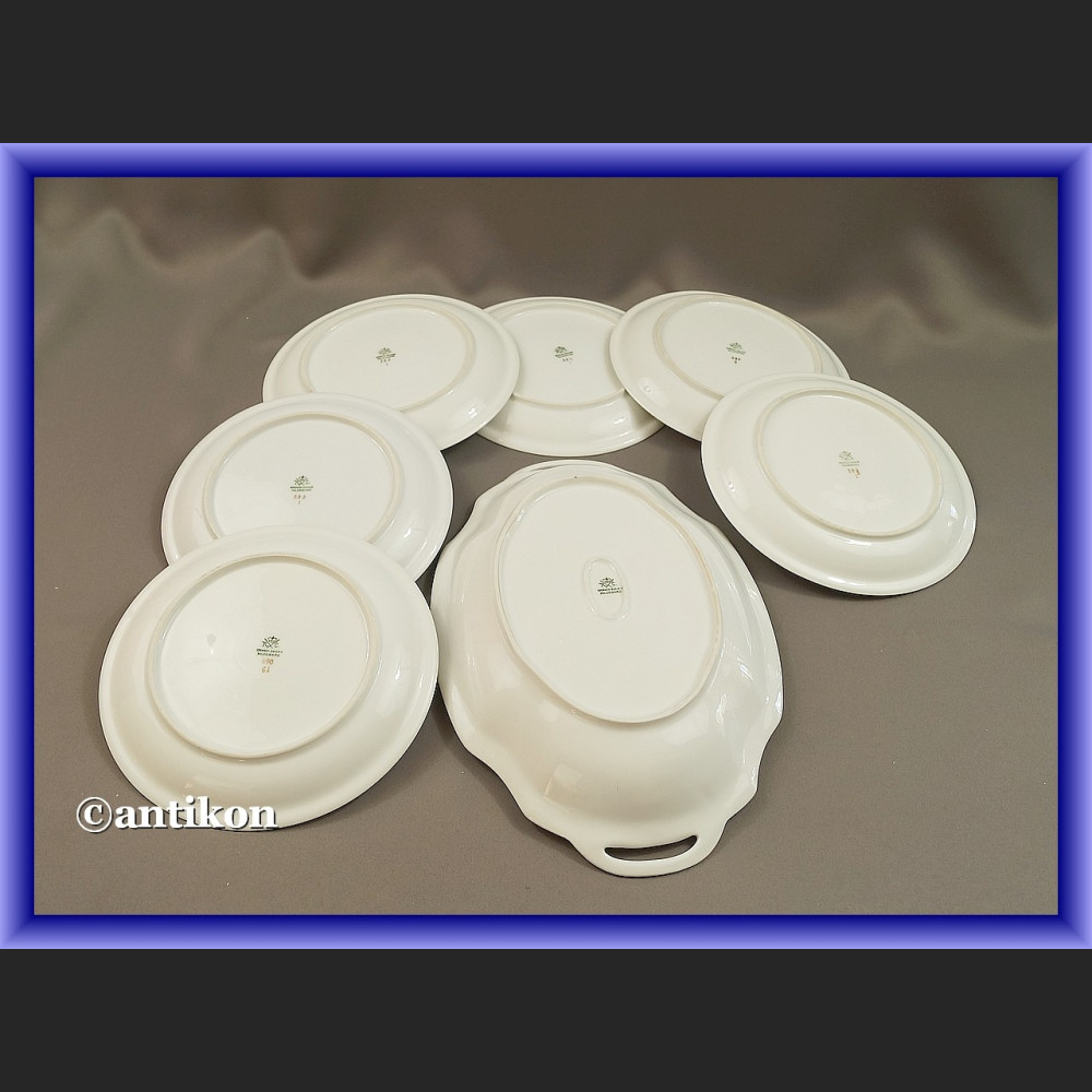 Porcelana Rosenthal serwis komplet deserowy  z paterą wzór z owocami Porcelana Rosenthal serwis komplet deserowy  z paterą wzór z owocami