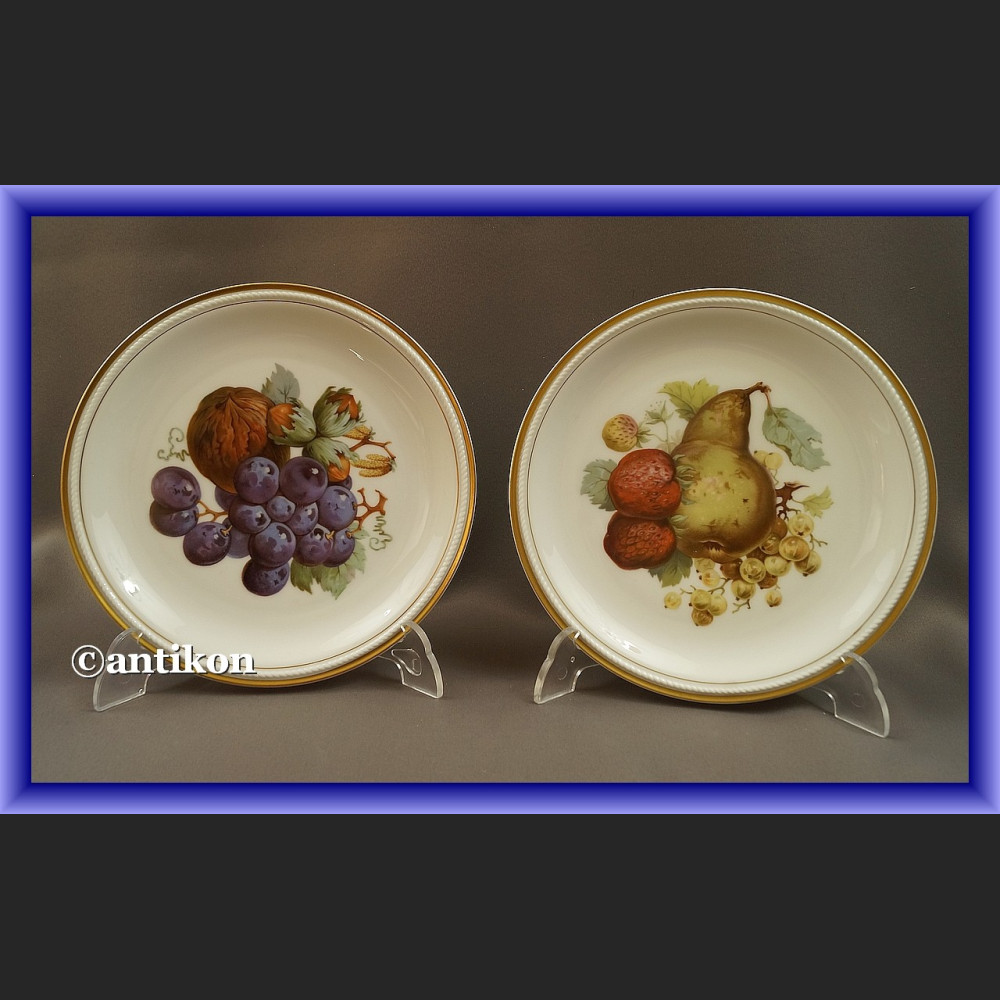 Porcelana Rosenthal serwis komplet deserowy  z paterą wzór z owocami Porcelana Rosenthal serwis komplet deserowy  z paterą wzór z owocami