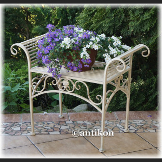 Biały kwietnik sofka siedzisko prowansalskie metalowe Biały kwietnik sofka siedzisko prowansalskie metalowe