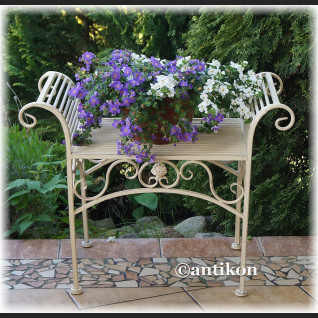 Biały kwietnik sofka siedzisko prowansalskie metalowe Biały kwietnik sofka siedzisko prowansalskie metalowe