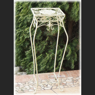 Biały wysoki stołek kwietnik prowansalski metalowy 