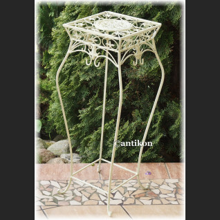 Biały wysoki stołek kwietnik prowansalski metalowy 