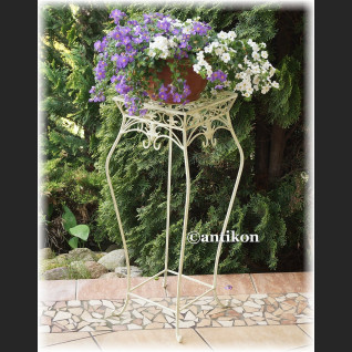 Biały wysoki stołek kwietnik prowansalski metalowy 