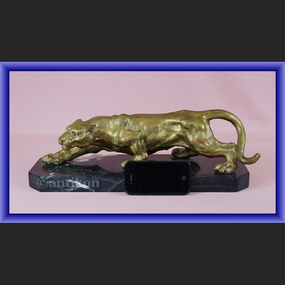 Duża figura z brązu pantera pałacowa rzeźba