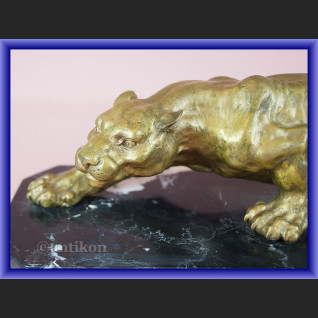 Duża figurka z brązu pantera pałacowy okaz 