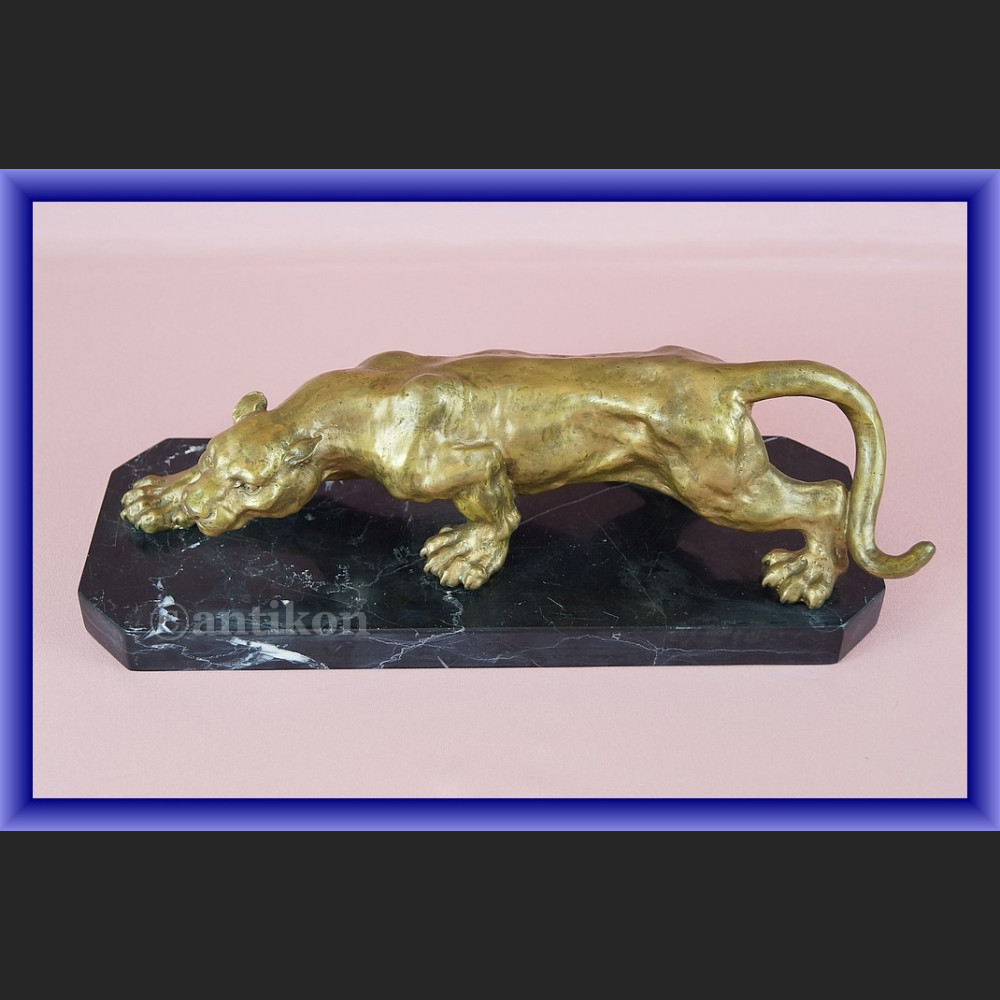 Duża figurka z brązu pantera pałacowy okaz 