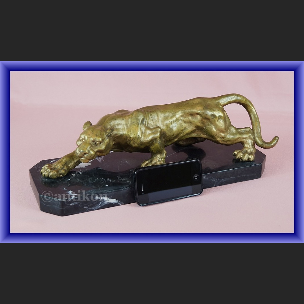 Duża figura z brązu pantera pałacowa rzeźba