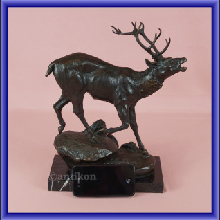 Duża figurka z brązu jeleń francuska rzeźba